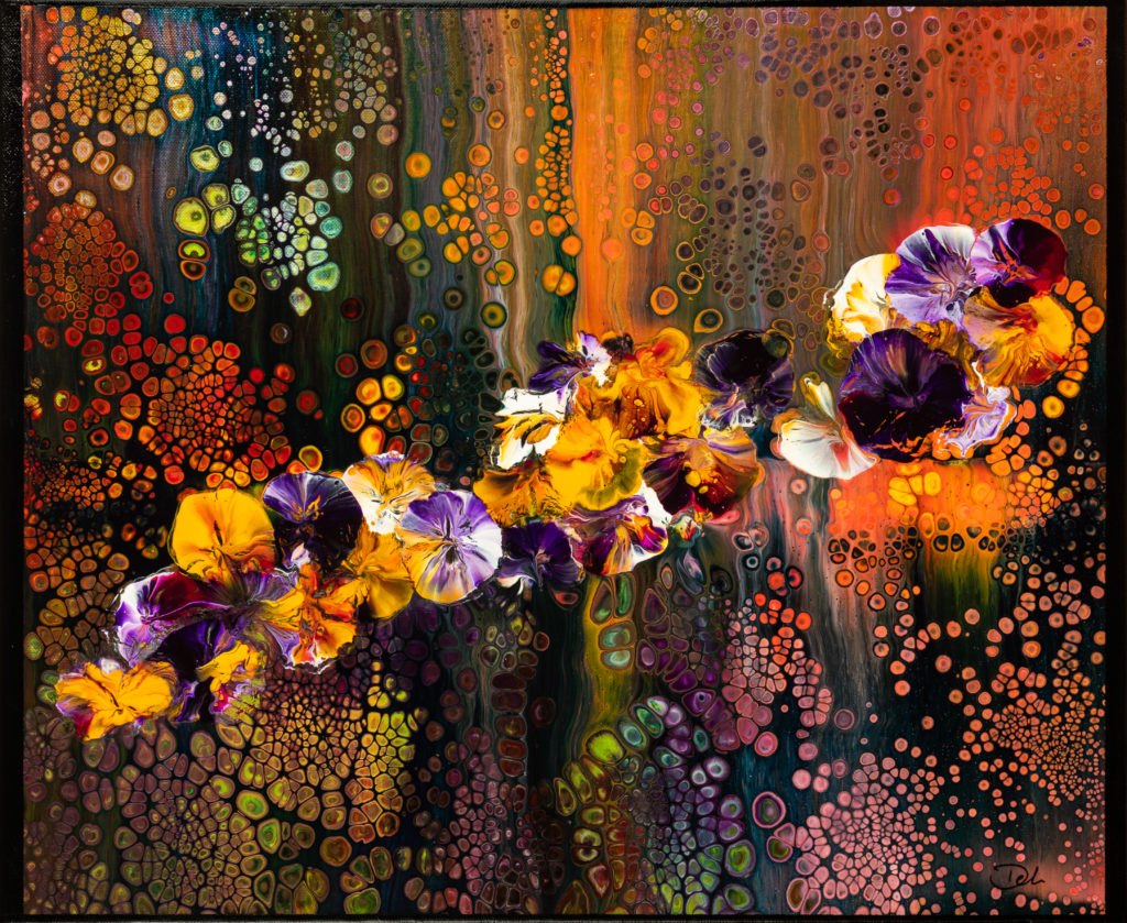 Tableau représentant des fleurs abstraites