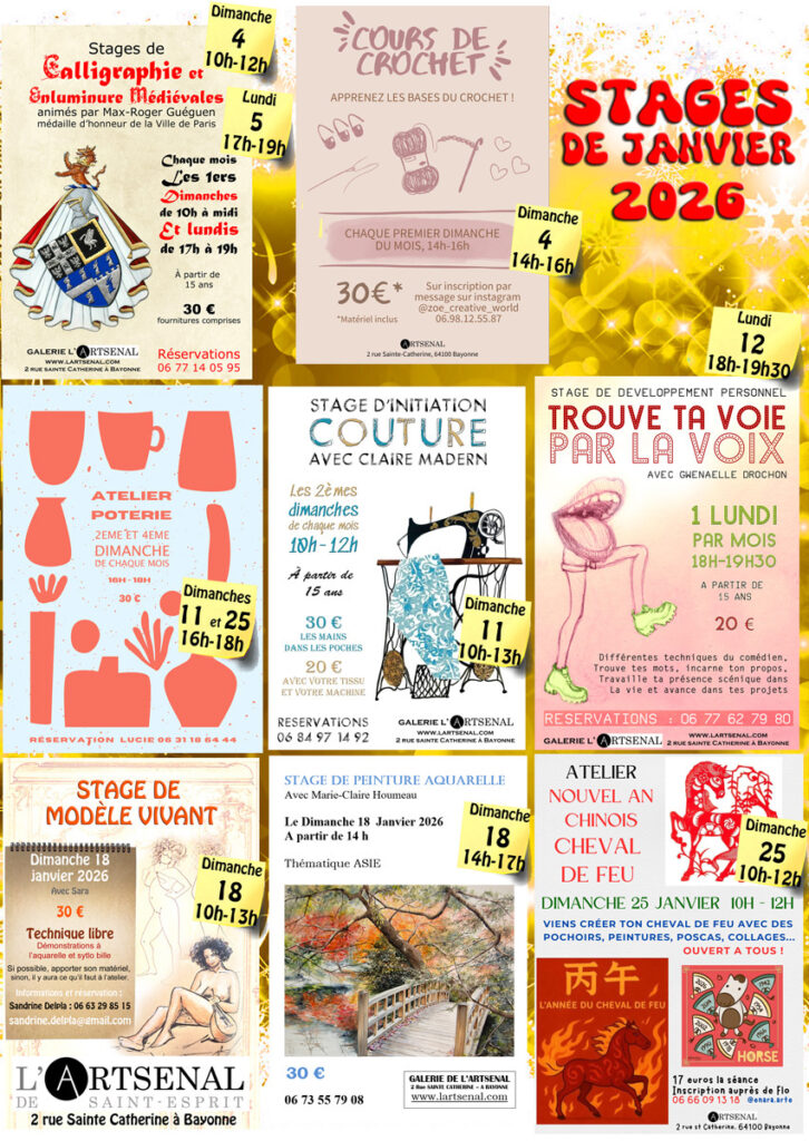 Affiche des stages de janvier