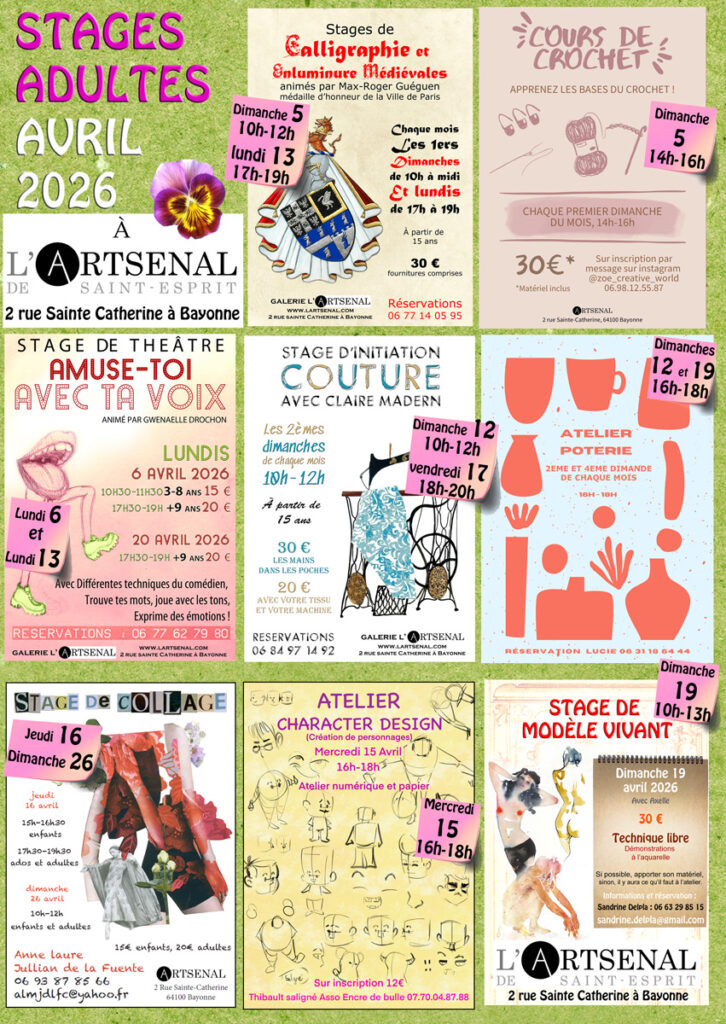 Affiche du programme des vacances d'avril pour les adultes
