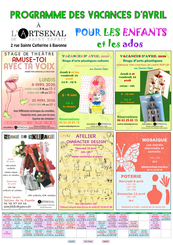 Affiche du programme des vacances d'avril pour les enfants
