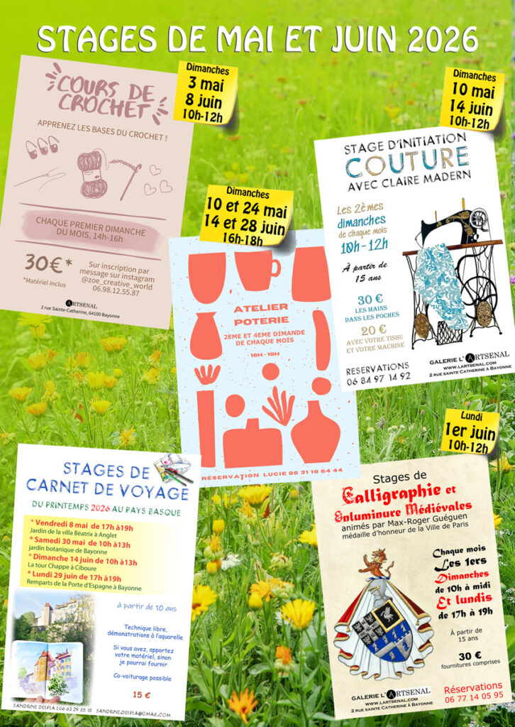 Affiche des stages de mai et juin