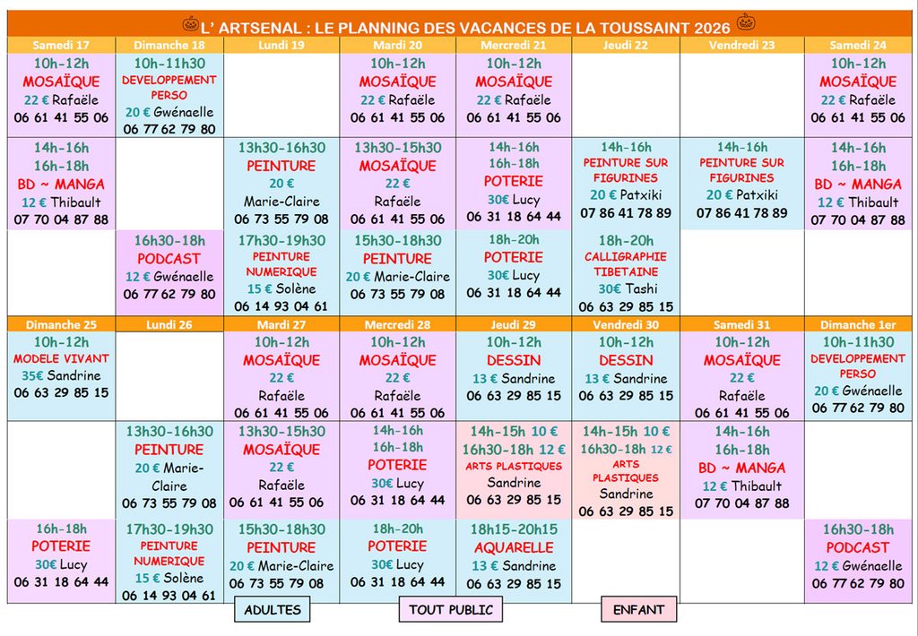 Planning des vacances