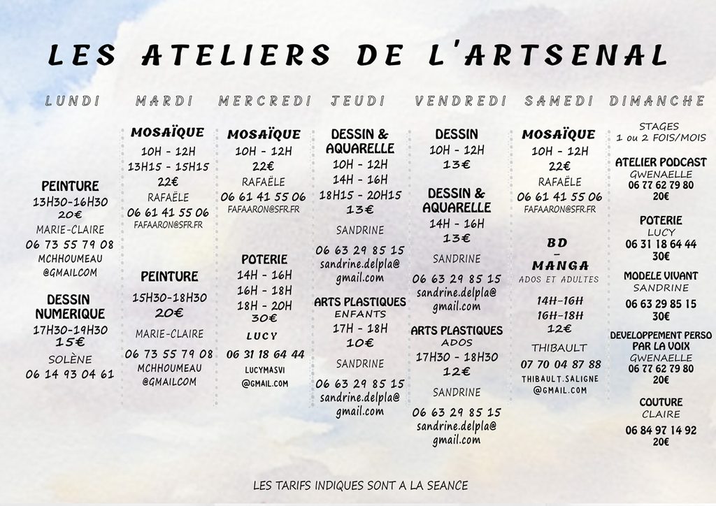 Planning des ateliers